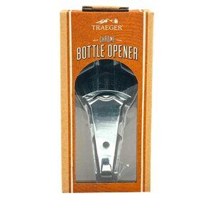 Traeger Chrome Bottle Opener Robust Zinc Alloy Attaches To Grill Hopper NIB